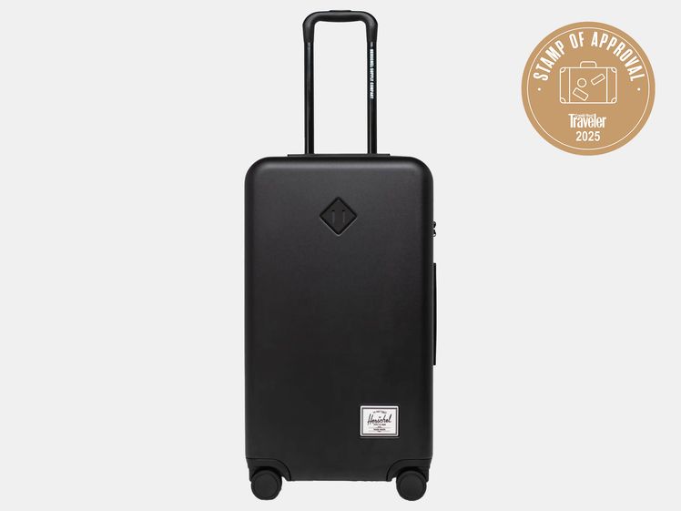 black rolling suitcase